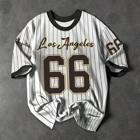 Los Angeles 66" Men's Plus Size Casual Sports Baseball Jersey, Jersey Tee in Multiple Colors - Breathable and Stretch Knit Fabric, Crew Neck, Machine Wash, Party Wear, Casual Style, Comfortable Fit Sports Clothing