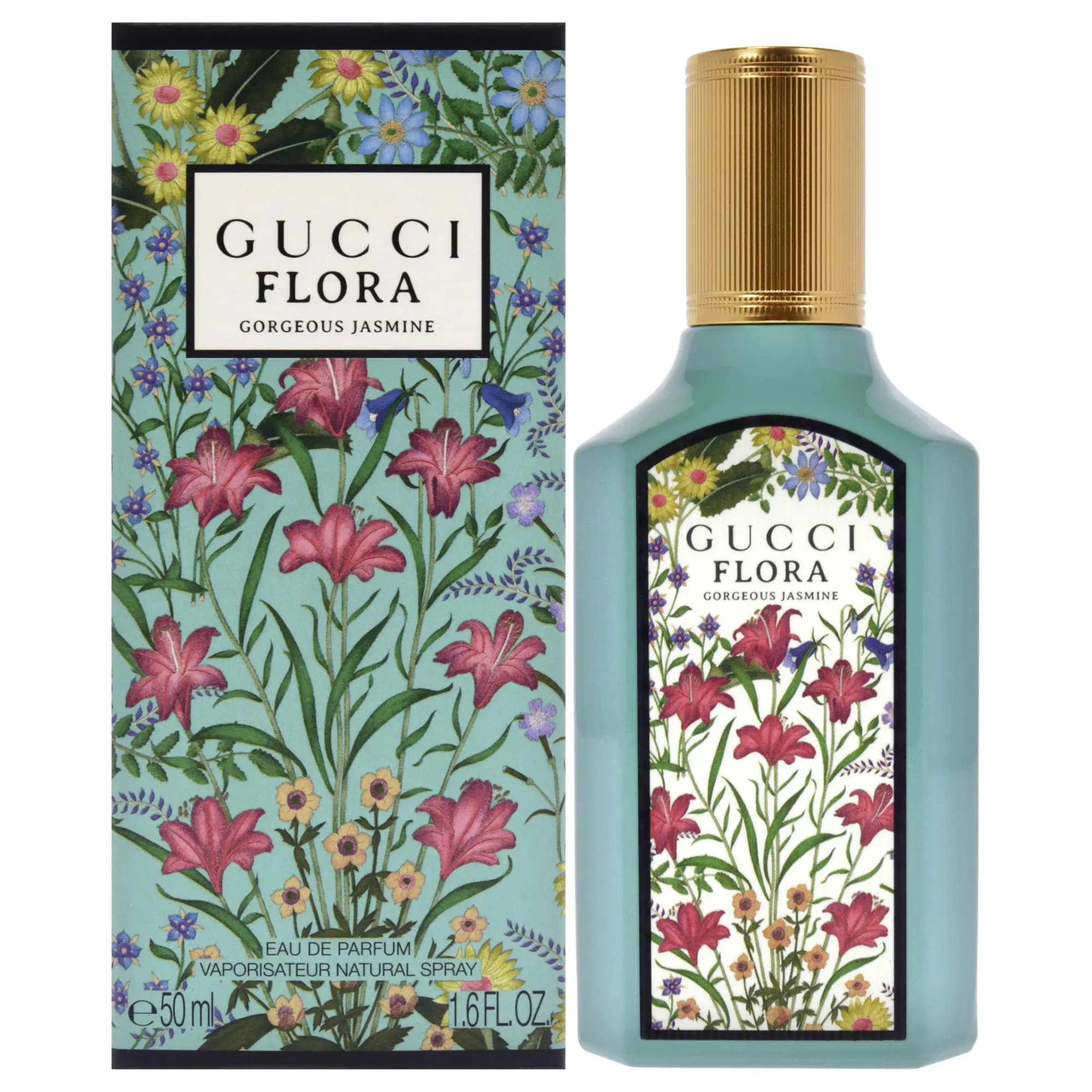 Women's Gucci Flora Gorgeous Jasmine Luxurious Vibrant Floral EDP Spray - 1.6 fl. oz (50 ml) Natural Spray, Includes Original Box for Personal Use