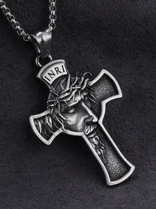 Vintage Cross Pendant Necklace for Men & Women, Stainless Steel Jewelry for Party, Daily Clothing Decor, Trendy All-match & Exquisite Jewelry for Birthday Gift