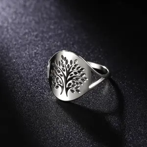 1pc Men's Solid Dotted Hollow Tree of Life Ring - Retro Lucky Amulet Costume Jewelry, Engagement Gift Ideas