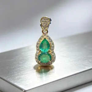 <PingEast Jewerly>Emerald Pendant--925 Silver Natural Colombian Emerald Pendant | Elegant & Versatile