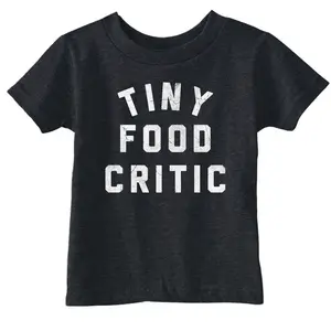 Toddler Funny T Shirts Tiny Food Critic Sarcastic Graphic Novelty Tee for Young Kids Funny Toddler Shirts Sarcastic Apparel for Toddler Funny Food Apparel Childrens Graphic Tees Black