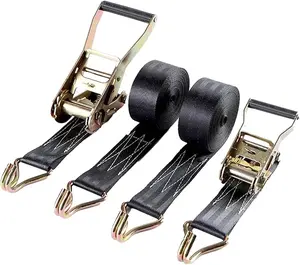 4Pack Ratchet Straps Heavy Duty, 8000 LBS Break Strength 2in Ratchet Strap Tie Down, 20ft Black Tie-Down Ratcheting Cargo Truck Straps with Durable Double J Hook for for Truck, Trailers, Car Roof