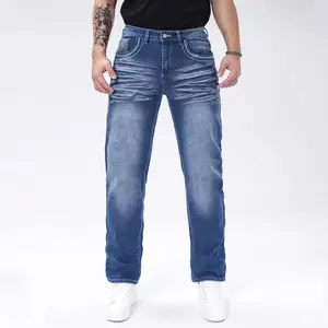 Men's Timeless Wash Denim Jeans, Straight Leg Casual Streetwear