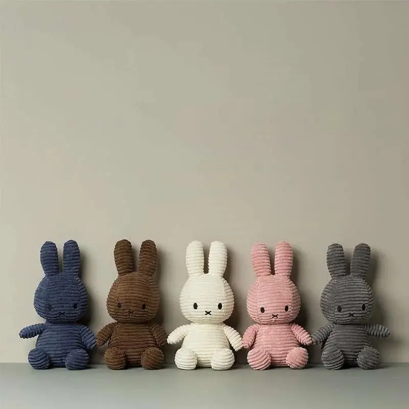 Miffy Corduroy Unisex Plush Rabbit Doll - Soft Look, Soothing, Cute Plushies, Comfortable Decorative Pendant, Stress Relief Toy for Kids’ Birthday Christmas Gifts