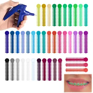 1040 PCS Multicolor Orthodontic Ligature Ties with Ligature Gun, High Elastic Hypoallergenic Dental Rubber Bands, Professional Ergonomic Orthodontic Ligation Tool Kit for Braces
