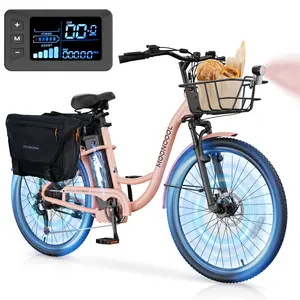 Electric Bike for Adults, 700W Peak Power City Cruiser Ebike, 40 Miles 20MPH Electric Bicycle with 36V 10.4Ah Removable Battery, 7-Speed and Shock Absorber Electric Commuter Bike