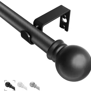 Adjustable Black Curtain Rods for Windows 31"-46", 5/8 Inch Decorative Drapery Rod, Easy to Install, Durable for Various Window Treatments