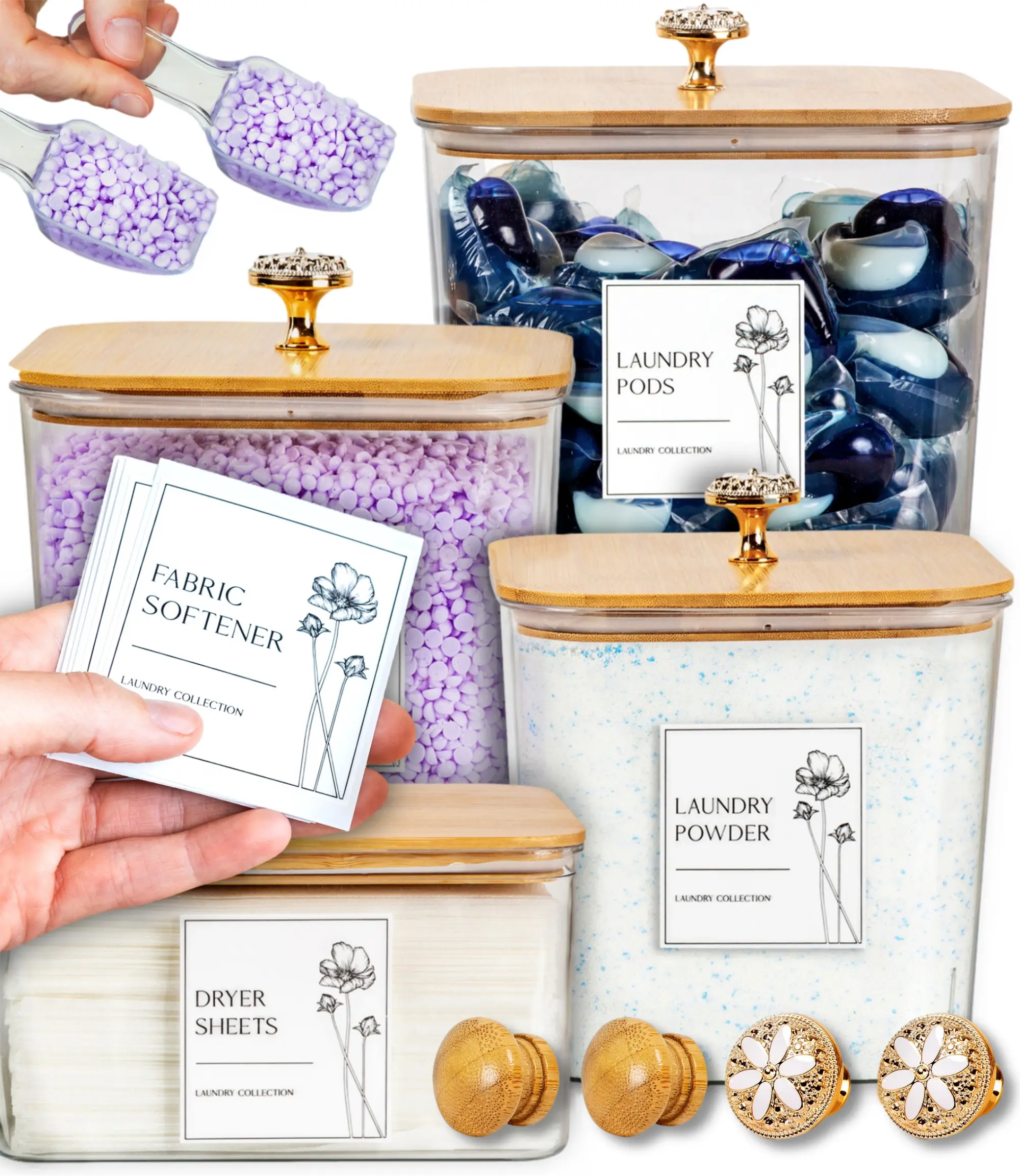 Laundry Pods Container and Dryer Sheet Container with Airtight Lids