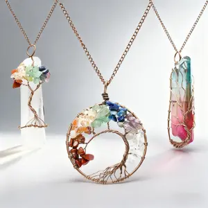 3 pieces of stylish women's pendant necklaces, crushed stone necklaces, handmade colorful semi-precious stone & balance stone bead jewelry necklaces - ideal for women's fashion, girls' gifts, and Christmas presents.