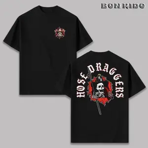 Hose Draggers Firefighter Skull T-Shirt, Vintage Streetwear Fire Department Tee For Men And Women, Gift For Firefighters And First Responders