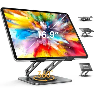 Tablet Stand 360 Rotating Heavy Duty Base 4.0-16.9 Inch for iPad Pro Air Mini Kindle Surface Portable Monitor Black