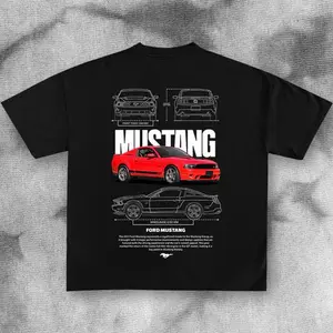 Youth and Adult Mustang Vintage Racing Tee, Muscle Car Graphic Shirt with Porsche Shirt Look, Great for Plus Size Hoodies Fans