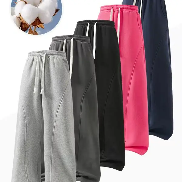 Unisex pants sweatpants Solid Thermal Lined Drawstring Oversize WaistPants,Casual Comfy Loose Fitting Trousers for Fall &Winter, Men's Bottoms for Daily Wear, Relaxed Fit, fleece sweatpants,school season