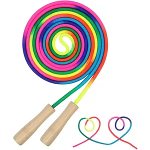16 FT Long Jump Rope for Kids, Adjustable Double Dutch Skipping Rope with Wooden Handle, Multiplayer Team Jumping Rope for Outdoor Fun, School Sport, Party Game, Birthday Gift