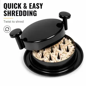 MIUVA Chicken Shredder Tool, Twist Meat Shredder with Handles and Non-Skid Base, Dishwasher Safe for Chicken, Pork, Beef, Black