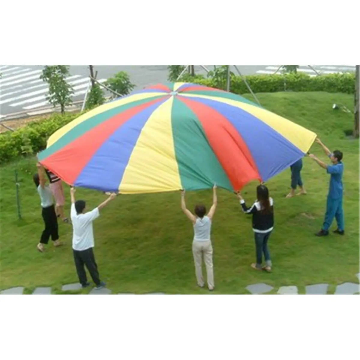 Everrich 212 MAIN Small Animal Parachute Toy - 4 Colors, 8 Heavy-Duty Handles, 6 ft Rip-Stop Nylon Fabric, Durable for Cooperative Play