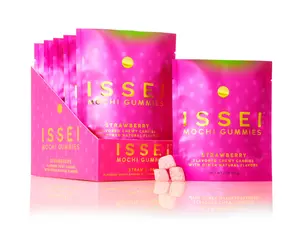 Issei Mochi Gummies Six-Pack – Strawberry | Soft & Chewy | Award Winning | Gelatin-Free, Non-GMO, Gluten-Free, Plant-Based, Dye-Free | Delicious Snack | 2 Oz (6 Pack, Strawberry)