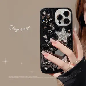 3D Star Pattern Phone Case Suitable for iPhone 17/16 Pro Max/15 Plus/15, Birthday Gift, Epoxy Star Phone Case