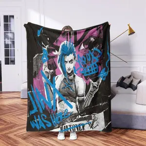 League of Legends Graffiti Punk Blanket, Arcane Fan Exclusive, Lightweight Four Seasons Throw, Home Decor, Couch, Bedroom, Living Room