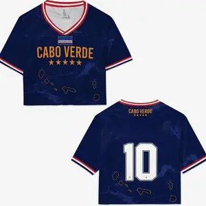 Cabo Verde Crop Top Jersey, Cape Verde Football Fan Shirt, North America Football Party, 2026 World Soccer