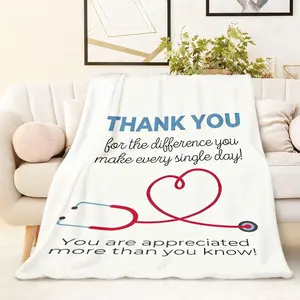 Thank You Nurse Appreciation Blanket 270G Flannel Ultra Soft Warm Throw Blanket for Medical Staff Doctors Nurses Healthcare Workers Birthday Christmas Thanksgiving Gift Idea Cozy Blanket for Bed Couch