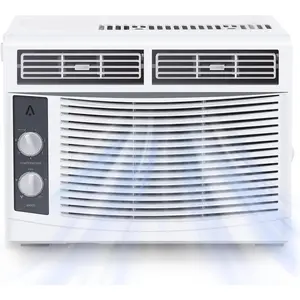 5,000BTU Window Air Conditioner Cool Up To 150 Sq. Ft., AC Window Unit with 2 Fan Speeds, Energy Saving, Dehumidification, Quiet, Water Self Evaporation, Cooling Only, White Aircon Cooler Appliances
