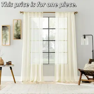 1PC French Vintage Embroidered Linen Balcony Home Decoration Curtain, Cream Single-Single Window Shade, Suitable for Bedroom Living Room Kids' Room