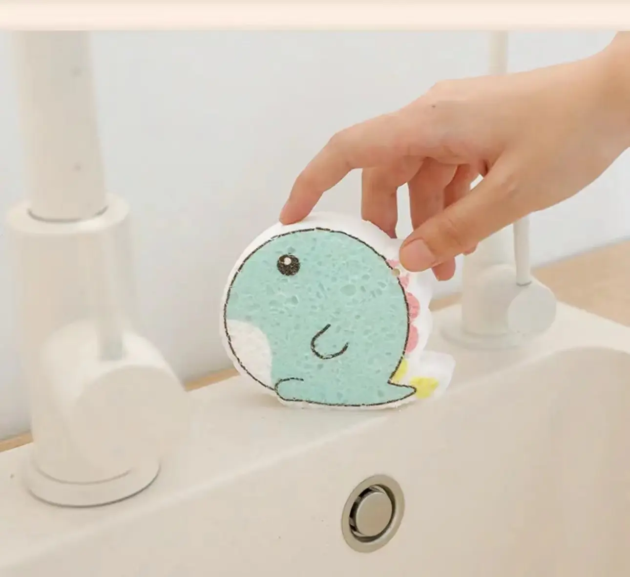 3PCS Wood Pulp Cotton Dish Washing Compression Sponge,Reusable Dish Washing Cleaning,Wood Pulp Cotton Double-Sided Multipurpose Non Stick Cute Cartoon Sponge
