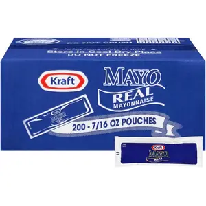 Kraft Real Mayo Mayonnaise Single Serve Pouches, 200 Count - Convenient & Fresh!
