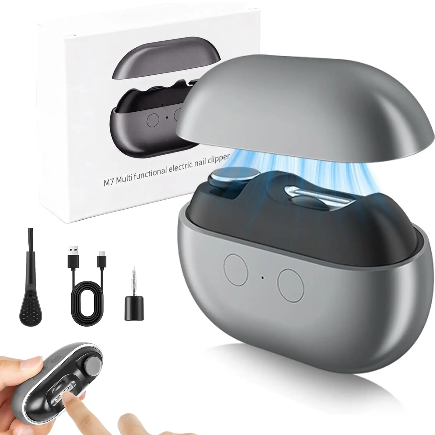 Electric Nail Clipper, 2026 Upgraded Automatic Electric Nail Trimmer, Nail Polisher with LED Light, Magnetic Cover, Nail Scraps Storage, USB Rechargeable, Safety Two-Speed Mode for Seniors, Kids, Adult, Men, Caregivers, Sincere gift for the whole family