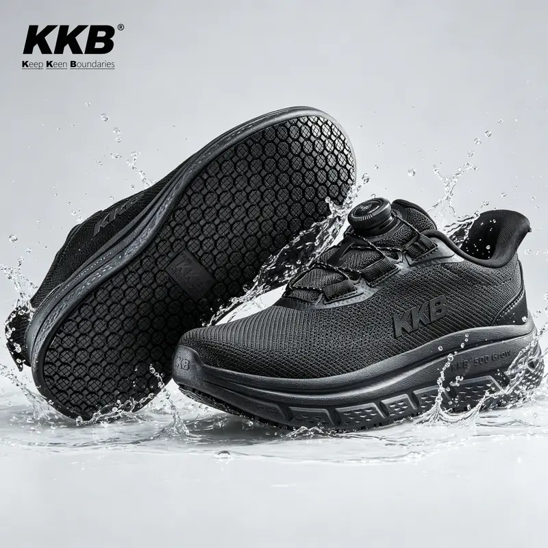 KKB Women's Casual Slip-On Low Top Nonslip Work Shoes - Lightweight, Water-Resistant, Flat Fast On/Off Workwear for Nursing, Commuter Use, All Seasons