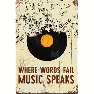 2D Flat Vintage Metal Sign Heavy-Duty Metal Poster for Home, Bar, Garage, Cafe - No Power Needed, Easy Hang - Perfect Gift for Musicians & Music Lovers 8x12 Inches, Garage Decorations, Retro Aesthetic
