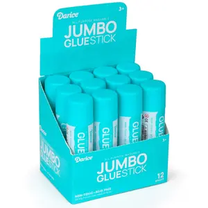 Darice Jumbo Glue Sticks, 1.4 Oz (40g) – All-Purpose Washable School Glue for Crafts, Paper, & Fabric – Clear Drying, Acid-Free & Non-Toxic – Bulk Classroom Supply (12 Pack)