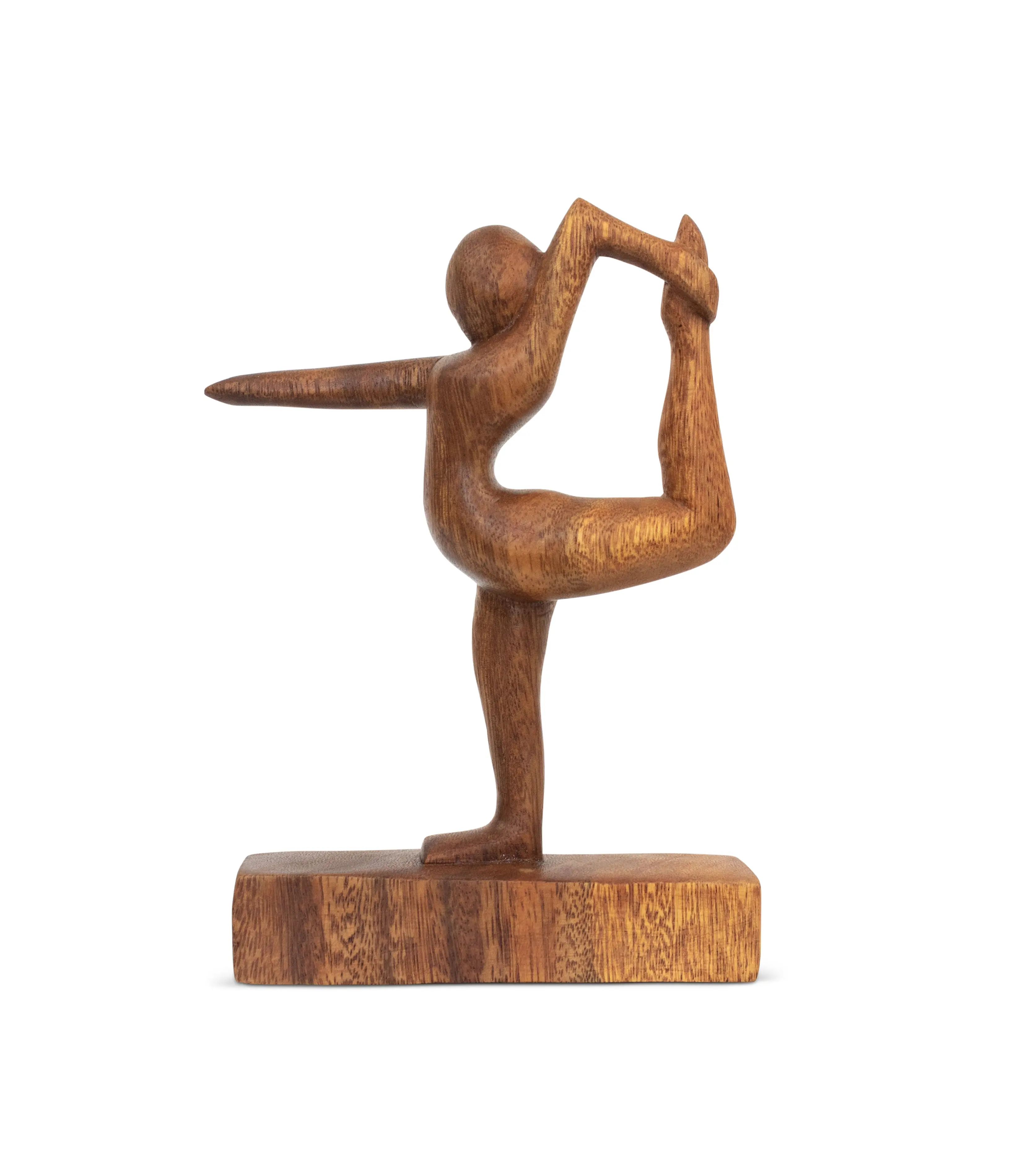 8" Wooden Handmade Mini Yoga Figurines, Yoga Pose Statue, Yoga Room Studio Decor, Mindful Home Decor Yogi Gift, Decorative Shelf Decor Objects - Dancer Pose - Arm Variation