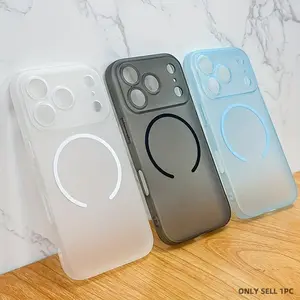 Luxury Ultra Thin Matte Translucent Soft Protective Case Casing Compatible with iPhone 17 Pro Max Air 16 15 14 13 12 11 Pro Max Plus Magnetic Wireless Charging 17Pro Cases Camera Lens Protection Skin Feeling Shockproof Cover Smartphone