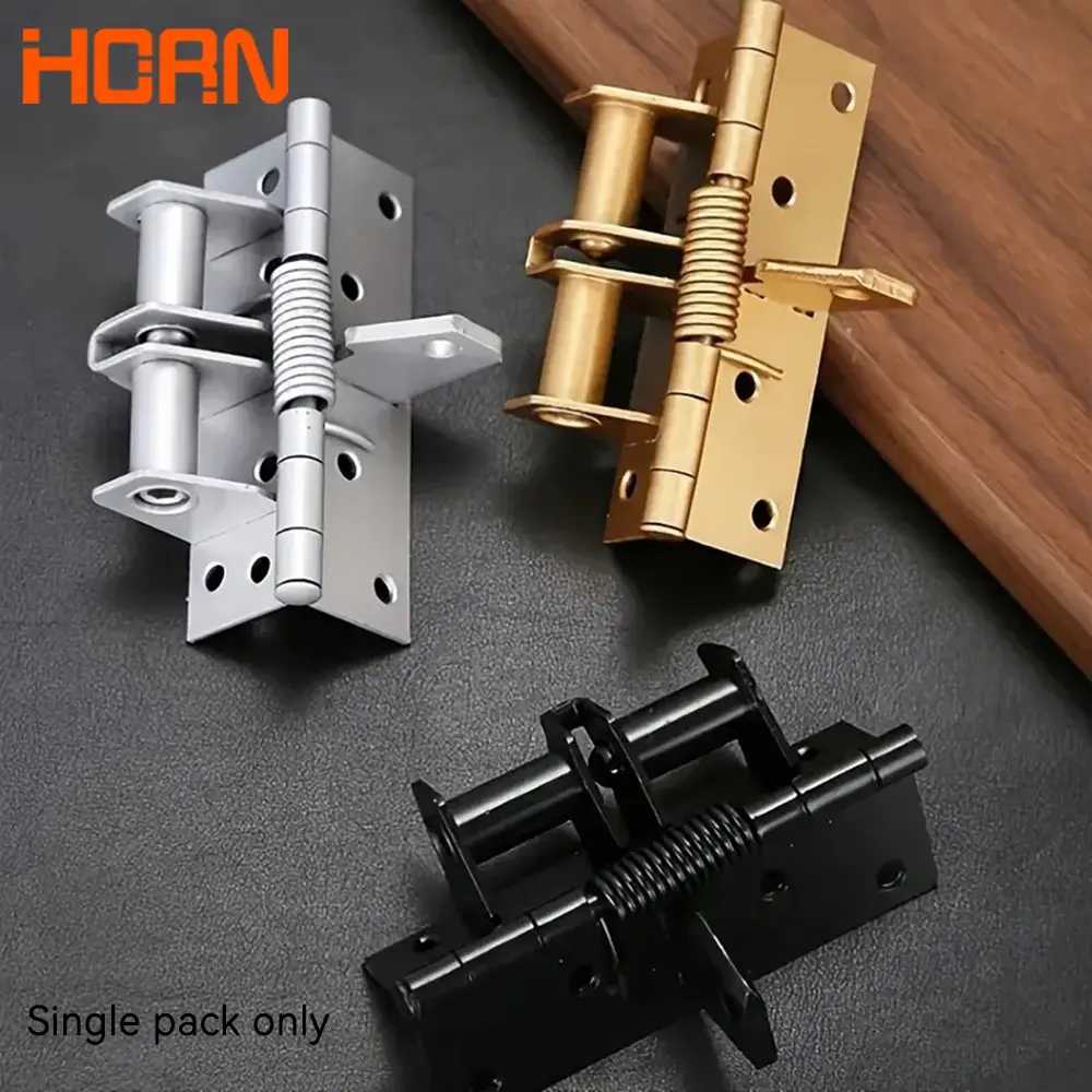 Automatic Door-Closing Spring Hinge, Adjustable Door Hardware with Right-Angle Locator, Includes 8 Screws, Easy to Install & Adjust, 1 Count