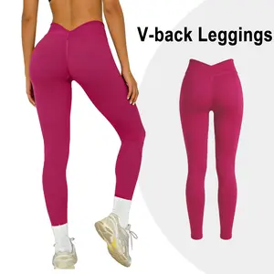 GYMER LJ V-Back Scrunch Butt Leggings Women's High Waisted Tummy Control Workout Pants