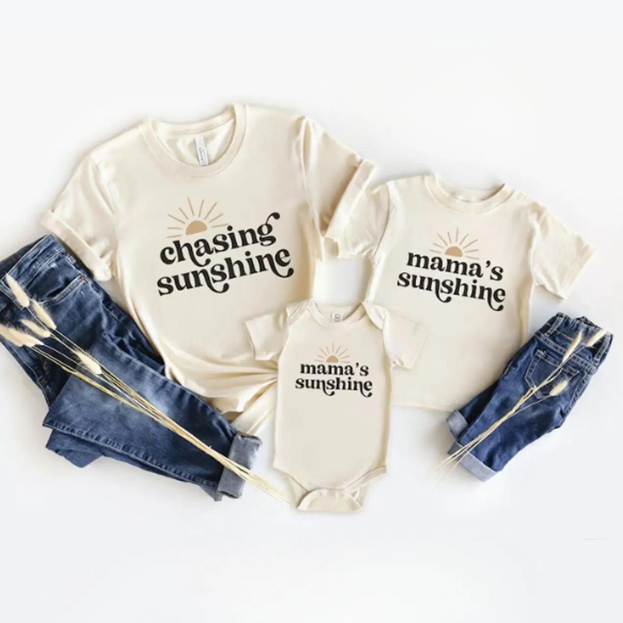 Mommy and Me Matching Set, Chasing Sunshine, Retro Matching Mommy & Me Set, Mama and Baby Matching Shirts, New Mom Shirts