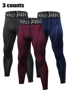 Men's Thermal Compression Leggings, Casual Comfy Breathable High Stretch Moisture Wicking Elastic Waist Warm Underwear Pants for Fall & Winter, Activewear