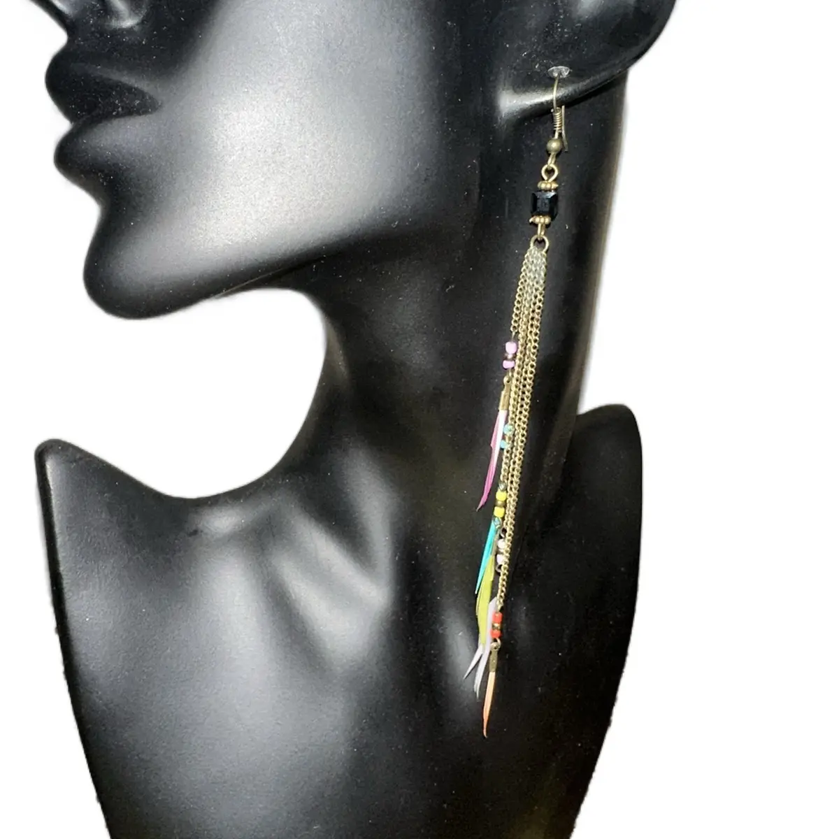 Long Chained Feather Earrings
