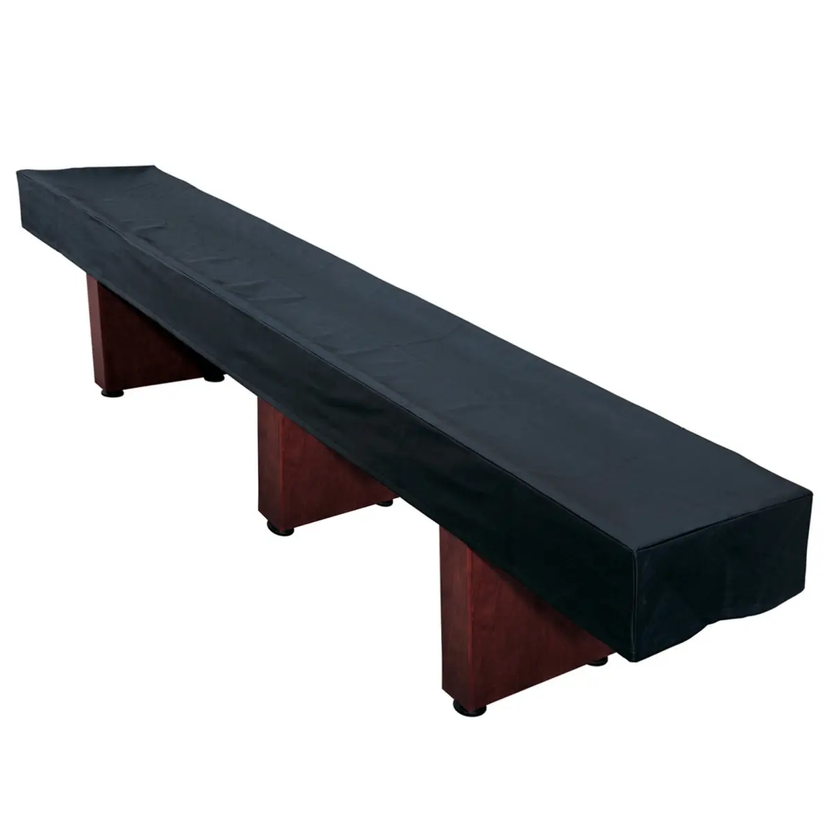 Heavy-Duty 14 ft. Black Shuffleboard Table Cover, 168x25x6.25in, 5 lbs, Synthetic Leather & Cotton Fabric, Double-Stitched Reinforced Seams, Soft Cotton Lined Underside, Protects Surface & Maintains Cleanliness
