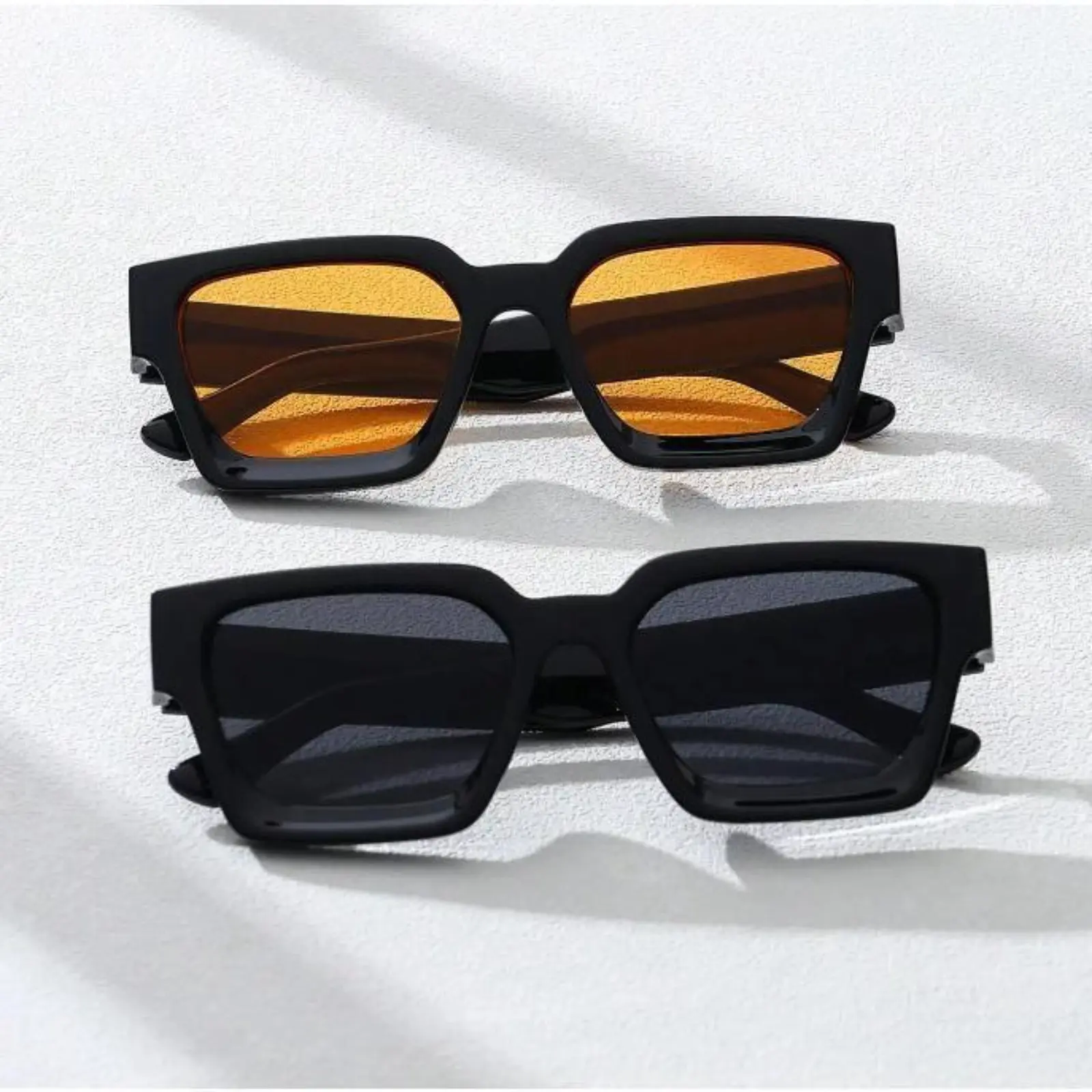 Unisex 2-Piece Vintage Square Sunglasses, Lightweight Durable Trendy Casual UV400 Protection PC Lenses Plastic Frame, Daily Wear Sports & Outdoor Eyewear, Rave Party Accessories, Lightweight Durable Sunglasses, Trendy Casual Sunglasses