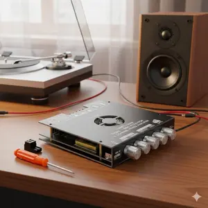 ZK-HT21 Bluetooth Amplifier Module 2.1CH Audio System, TDA7498E Chip, 160Wx2+220W High Power, Bluetooth 5.0, AUX/USB Input, Bass Treble Knob, Subwoofer Compatible, DC15-36V for Home Theater Desktop Speaker Upgrade