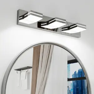 Modern Chrome LED Vanity Light, 3-Lights Wall Sconce for Bathroom and Mior, Sleek Minimalist Design, Energy-Efficient, Easy to Install