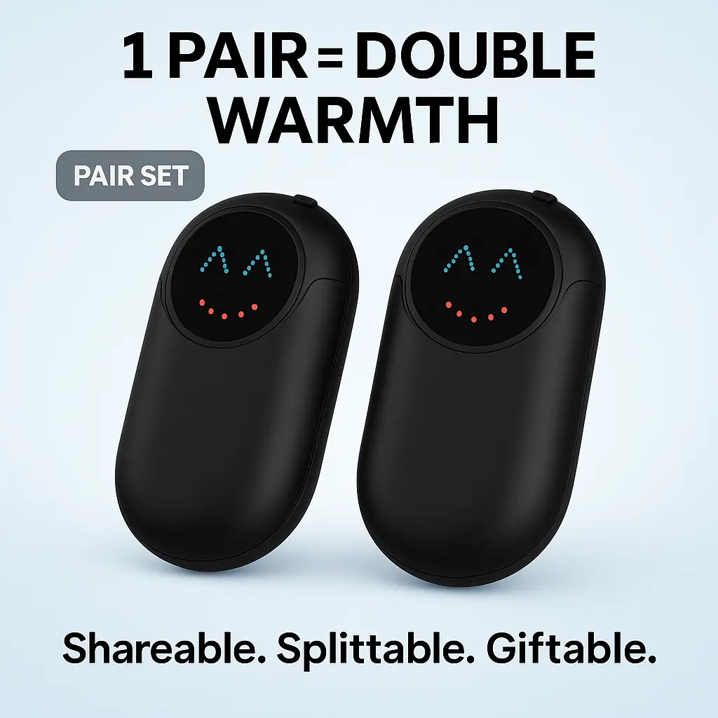 PlayHot Magnetic Hand Warmers (2-Pack) - 2-in-1 USB-C Rechargeable Portable Power Bank, Double-Sided Heater with 3 Gears Temperature Control, 3 Seconds Heating, 5000-10000mAh, Arthritis Discomfort Relief, Winter Gift Pocket Warmer, Batteries