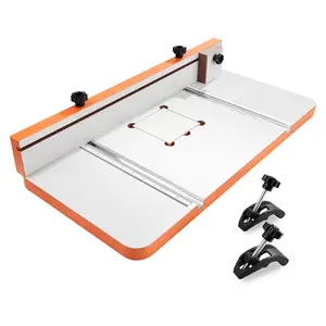 VEVOR Drill Press Table, 24 in x 12 in, Worktable with an Adjustable Fence and Stop Block, Highly Compatible T-Slots, MDF Tabletop, Built-In Scale, Support Multiple Clamps and Vises, for Drill Presses