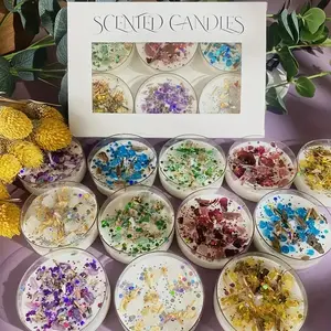Crystal Dried Flower Scented Floral Candle Box, Colorful Sequins Decoration, 6 Perfect Fragrances, Enhances Romantic Atmosphere, Ideal Holiday Gift