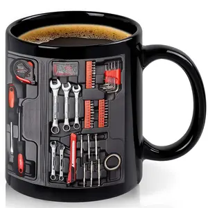 Flat 3D Effect Printed Mug, Mechanic Toolbox Design Coffee Mug,Flat 3D optical illusion print, 1 Count 11oz Creative Coffee Mug, Coffee Water Cup for Home Office Kitchen Use
