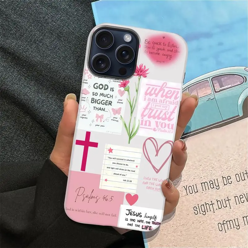 Bible Quotes Phone case for iPhone Samsung 17 Air 16 15Plus 14 13 12 11 Pro Max 15 Plus cases, Drop-Proof Phone Case Flower Cute Gift for Her